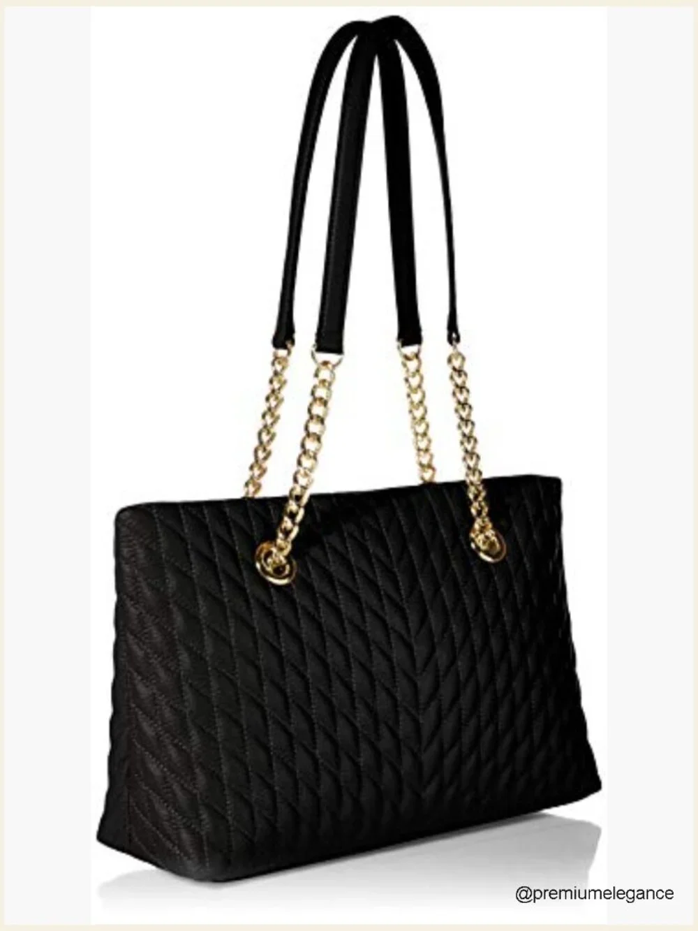 Lamb Leather Quilted Chain Tote Bag with Gold Hardware